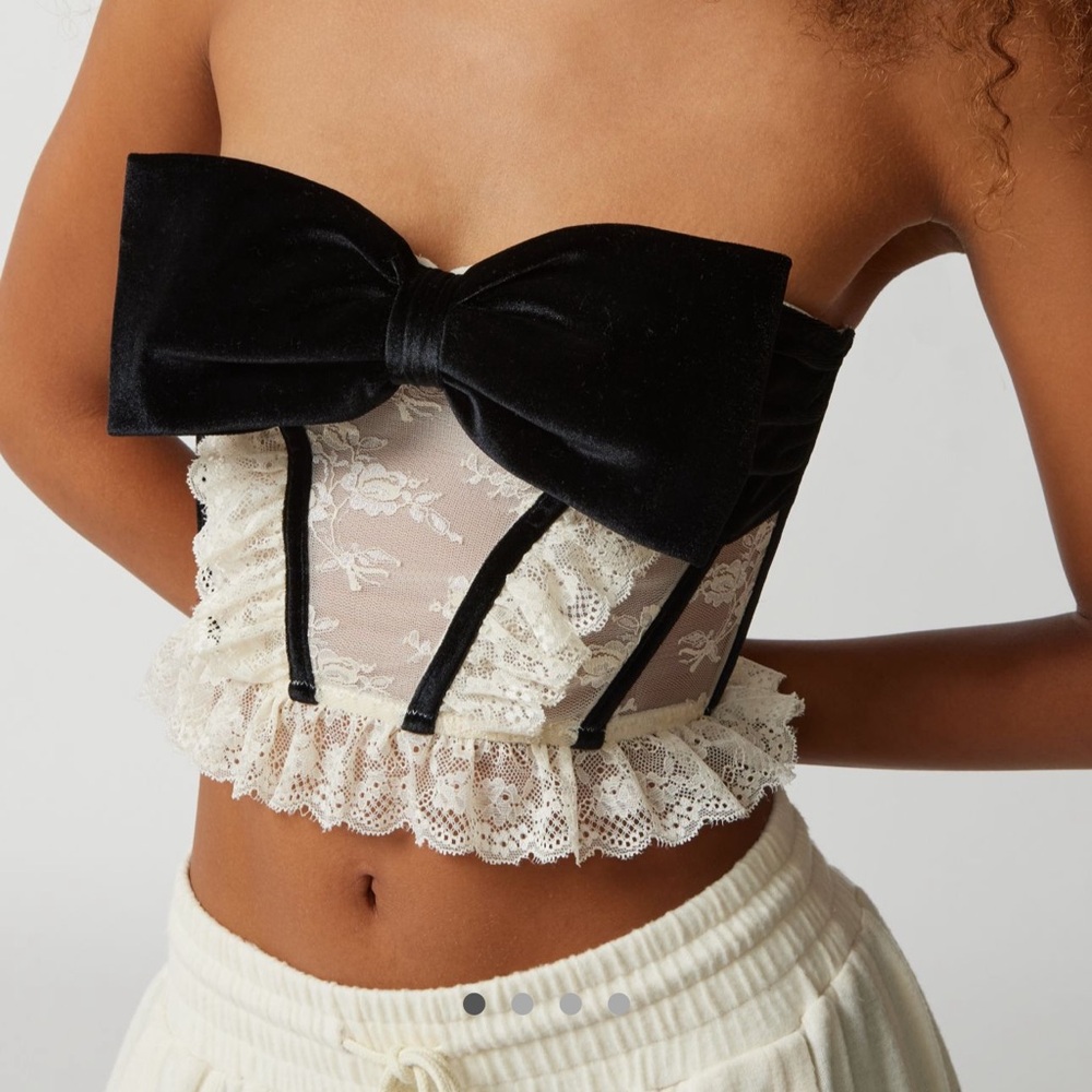 Urban Outfitters Black and White Lace Bustier Top